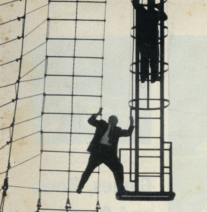 1959 LIFE Magazine captures two RAND Corporation researchers inspecting an oil drilling rig in the Pacific Ocean to determine viability for use as missile launching platform
