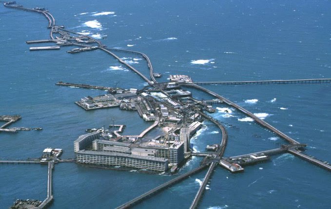 Neft Dashlari, a Soviet oil excavation settlement built on the Caspian Sea