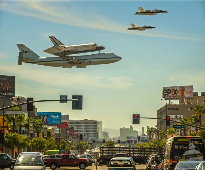 Space Shuttle hitching a ride on a 747