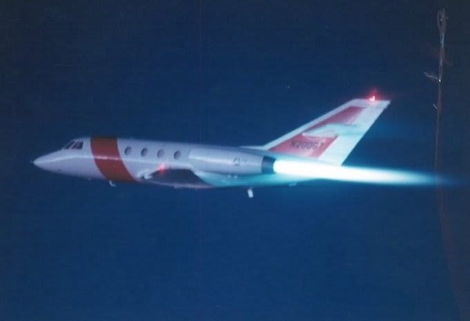 US Coast Guard Falcon 20 "guardian" patrol jet retrofitted with afterburners, 1988